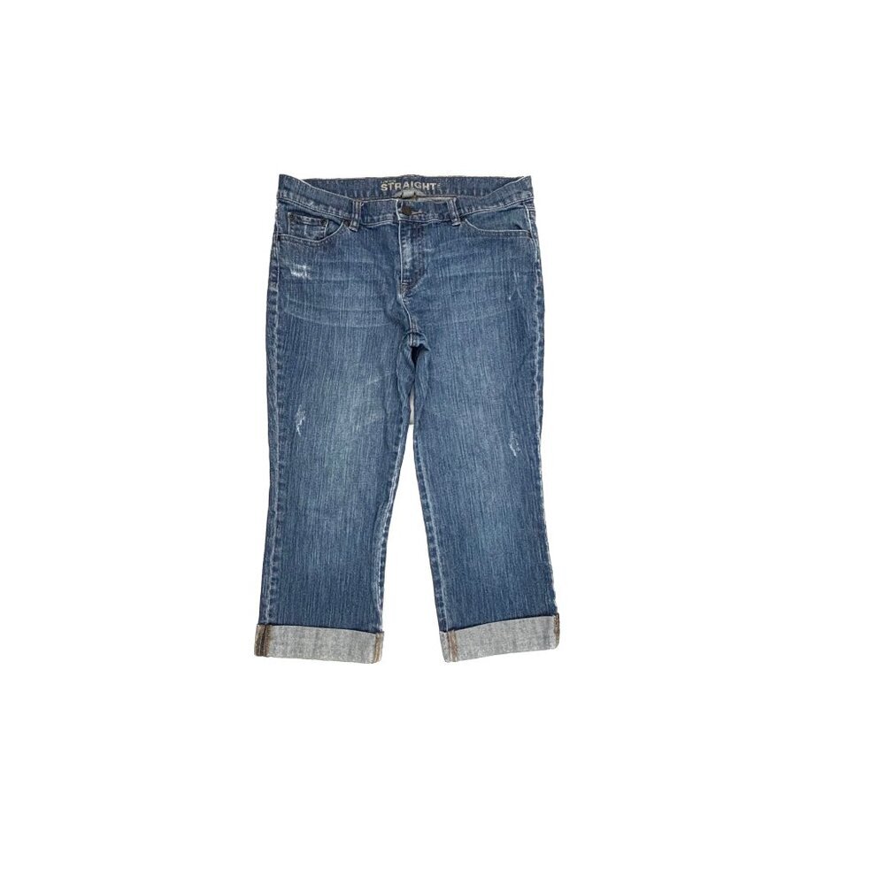 New York & Company Low Rise Straight Cuffed Distressed Women's size 10 Blue Jean